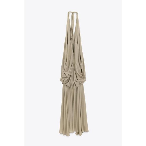 ZARA LIMITED EDITION VOLUMINOUS HALTERNECK MAXI DRESS - Picture 4 of 6